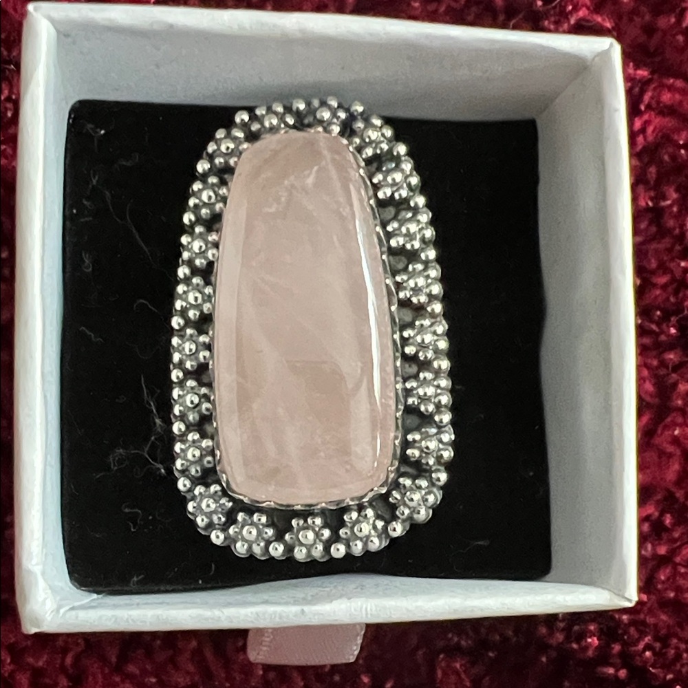 Elegant Silver and Rise Quartz Stone Women's Ring